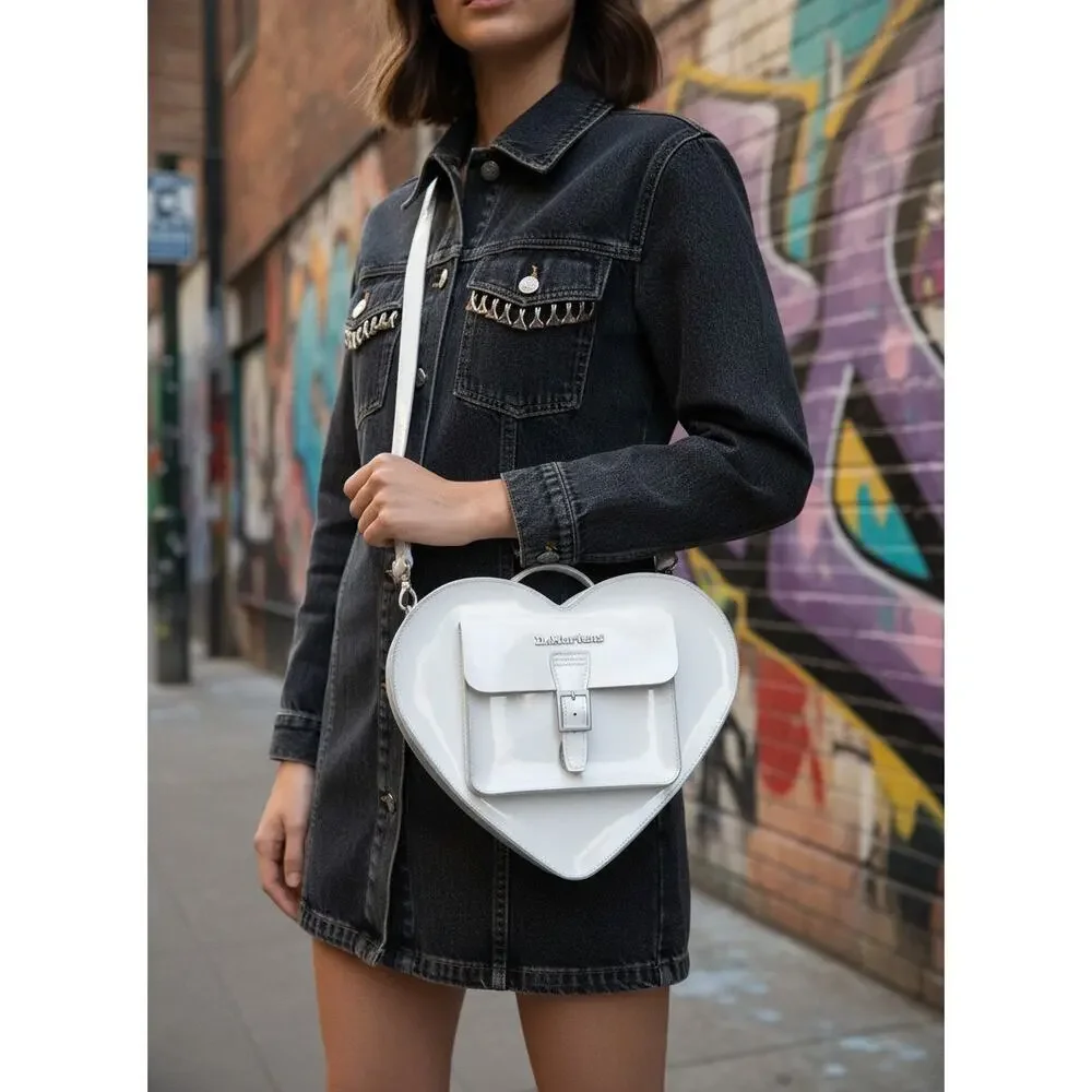 Dr Martens Heart Bag White Kiev Leather Backpack Crossbody NWT